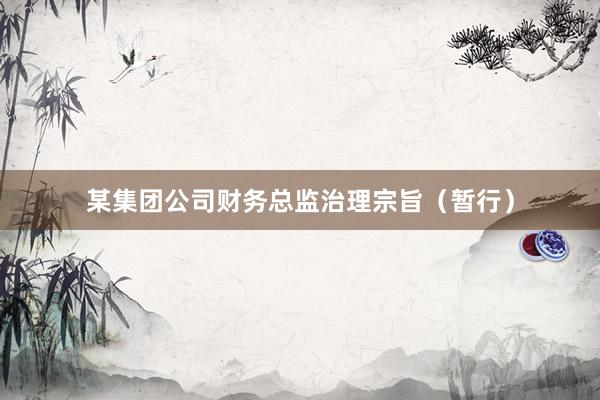 某集团公司财务总监治理宗旨（暂行）
